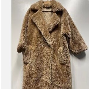 Athina  Coat Long fuzzy woman Medium Sherpa Button Closure